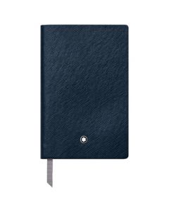 The Montblanc indigo leather A7 lined notebook.