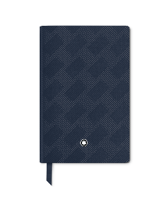 This Montblanc #148 Fine Stationery Extreme 3.0 Notebook Ink Blue has the snowcap emblem on the front and a matching grosgrain ribbon bookmark.
