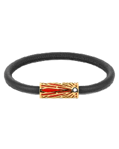 Montblanc's Meisterstück The Origin Collection Leather Bracelet Coral has a plain leather strap in black to make the steel fastening stand out.