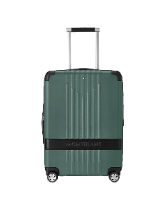 Montblanc's #MY4810 Cabin Trolley Case in Pewter has a retractable top handle and side grab handle. 