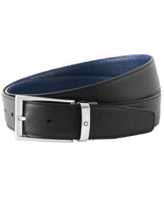 This Trapeze Shiny Palladium Pin Buckle Reversible Black/Blue Belt  is designed by Montblanc. 