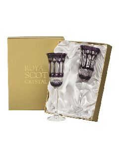 Royal Scot Crystal Belgravia 2 x 18cl Mulberry Champagne Flutes