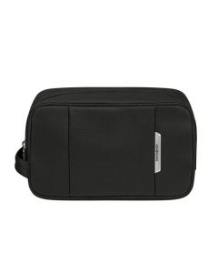 Samsonite's Respark Toilet Pouch Ozone Black is made out of recycled fabric and is great for storing toiletries during travel.