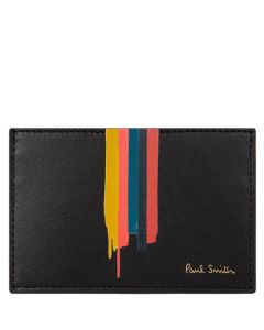 This Black Leather Card Holder with Painted Stripe Detailing has been designed by Paul Smith. 