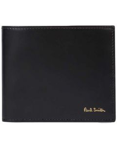 This is the Paul Smith Black 8CC Wallet with Signature Stripe Grosgrain Interior.