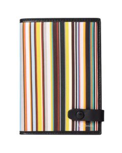 This Black 'Signature Stripe' Print 3CC Passport Cover is designed by Paul Smith. 