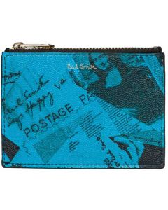 This is the Paul Smith Blue Show Collage 2CC Zipped Card Holder.