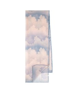 This Pale Blue Silk Cloud-Print Scarf is designed by Paul Smith. 