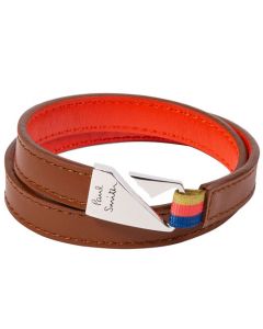 This Brown Leather Hook Bracelet was designed by Paul Smith.