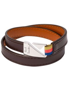 This Dark Brown Leather Hook Bracelet was designed by Paul Smith.