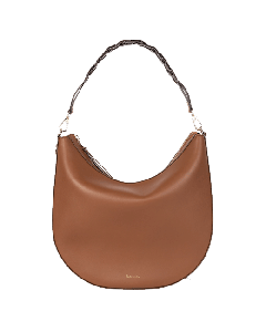 Tan Leather Hobo Bag with Woven Strap