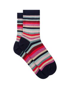 These Navy 'Swirl Stripe' Glitter Socks are designed by Paul Smith. 