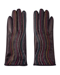 These Navy Leather Gloves with Stitched Swirl Detailing were designed by Paul Smith. 