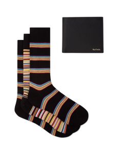 This Signature Stripe Wallet & Socks Gift Set has been designed by Paul Smith. 