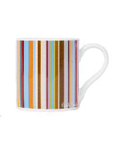 This Paul Smith Signature Stripe Bone China Mug has the brand name at the bottom of the mug. 