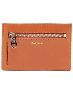 This Paul Smith Zipped Brown 4CC Card Holder features the gold embossed Paul Smith signature. 