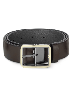 Montblanc's Light Gold Pin Buckle Reversible Brown Leather Belt