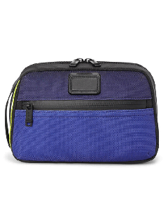 This TUMI Alpha Bravo Royal Blue Ombre Response Travel Kit comes in recycled nylon and leather trims.