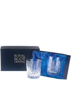 These Royal Scot Crystal London 2 x 33cl Large Tumblers will be presented inside a blue gift box.