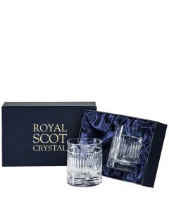 These Art Deco 2 x 38cl Large 'On the Rocks' Tumblers will be presented inside a Royal Scot Crystal presentation box. 