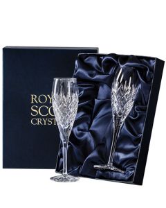 These Royal Scot Crystal Edinburgh 2 x 18cl Champagne Flutes will be presented inside a satin lined gift box.