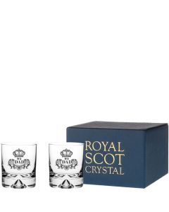 These Dimple Base 2 x 28cl 'No.1 Dad' Engraved Large Tumblers will be presented inside a blue Royal Scot Crystal gift box.