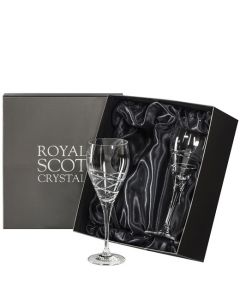 These Skye 2 x 40cl Large Wine Glasses will be presented inside a charcoal Royal Scot Crystal gift box.