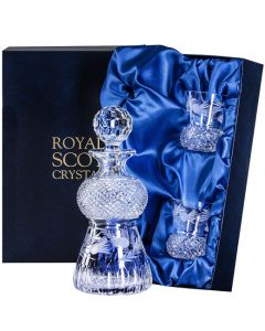 This Flower of Scotland Thistle Shape Whisky Set has been created by Royal Scot Crystal.