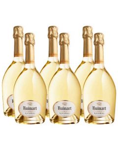 Six bottles of Blanc de Blancs Champagne by Ruinart. 