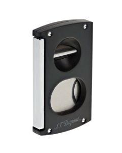 This Black & Chrome Double Blade Cigar Cutter is designed by S.T. Dupont Paris.