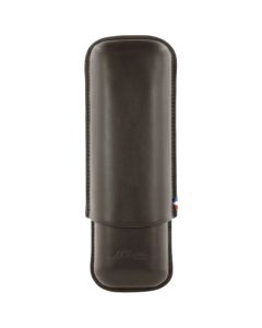 This S.T. Dupont cigar case comes with the logo embossed into the front on the brown smooth leather. 