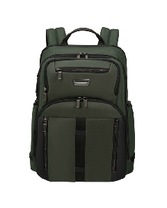 Samsonite's Urban-Eye Backpack 15.6" in Green has 4 exterior zip pockets on the front with two water bottle compartments. 