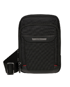 This Samsonite Pro-DLX 6 Small Crossbody Bag Black Nylon has a front zip pocket and internal compartment for an 8" tablet. 
