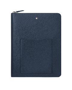 Sartorial Notepad Holder Zip Around Blue Saffiano Leather By Montblanc