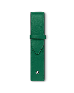 Montblanc's Meisterstück Selection Soft Scottish Green Pen Pouch has the snowcap emblem on the front. 