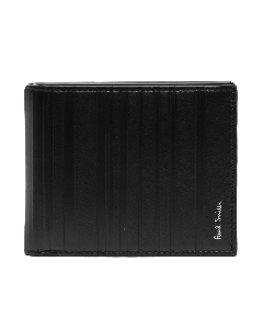 Black Leather 'Shadow Stripe' 6CC Wallet