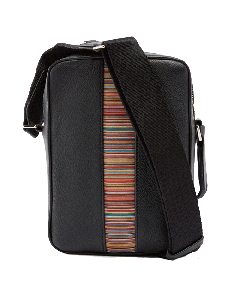 Paul Smith's 'Signature Stripe' Leather Messenger Bag is made out of calf leather with cow leather trims. 