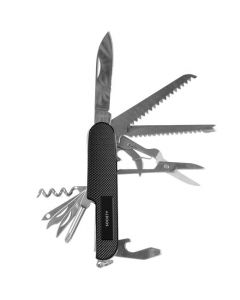This Society Paris Stainless Steel Black Penknife Multi-Tool has 12 different features.