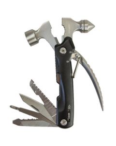 This Society Paris Stainless Steel Black Hammer Multi-Tool features 9 tools with 11 functions. 