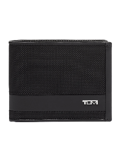 This TUMI Alpha Wallet 4CC with Coin Pocket is made out of nylon with leather trims. 