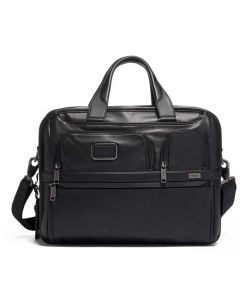 This TUMI briefcase has been crafted out of smooth leather.