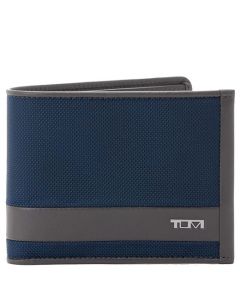 This Navy/Grey Alpha Global Double Billfold Wallet was designed by TUMI. 