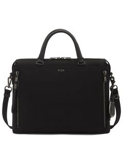 This Voyageur Black Kendallville Briefcase is designed by TUMI. 