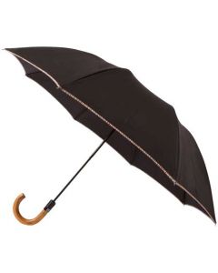 This is the Paul Smith Compact Umbrella in Black with 'Signature Stripe' Trim.